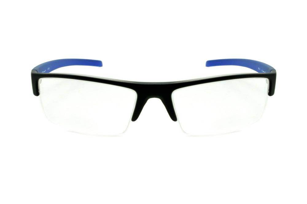 Óculos HB Black Matte Blue - Acetato preto fosco com azul e fio de nylon