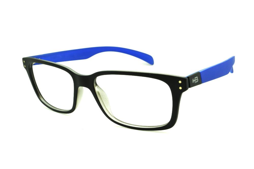 Óculos HB M93 105 Black Matte Blue preto fosco haste azul masculino