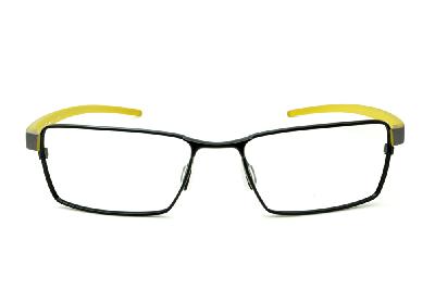 Óculos de grau Hot Buttered HB Duotech metal preto com haste cinza e amarelo para homens 