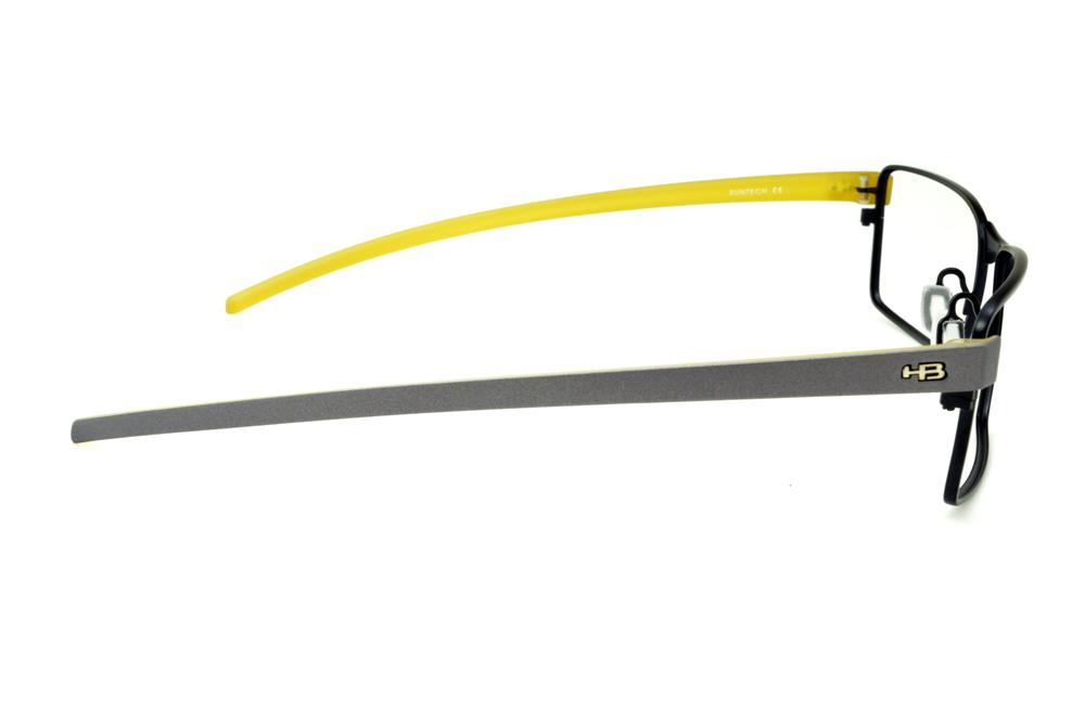 Óculos de grau Hot Buttered HB Duotech metal preto com haste cinza e amarelo para homens