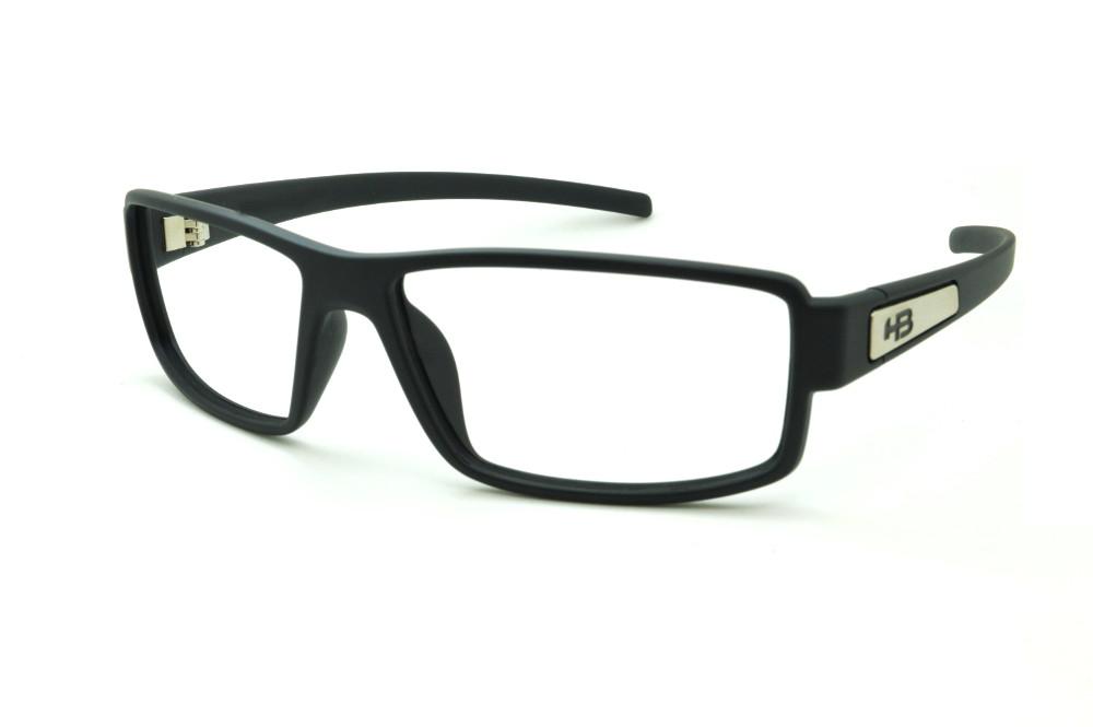 Óculos HB Matte Black preto fosco detalhe em aço escovado