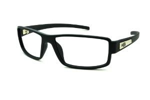 Óculos HB Matte Black - Acetato preto fosco com detalhe em aço escovado