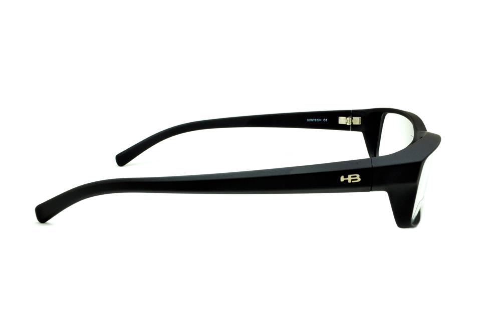 Óculos HB Matte Black - Acetato preto fosco com detalhe metal