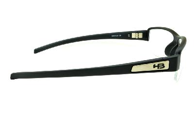 Óculos HB Matte Black - Acetato preto fosco detalhe em aço escovado e fio de nylon