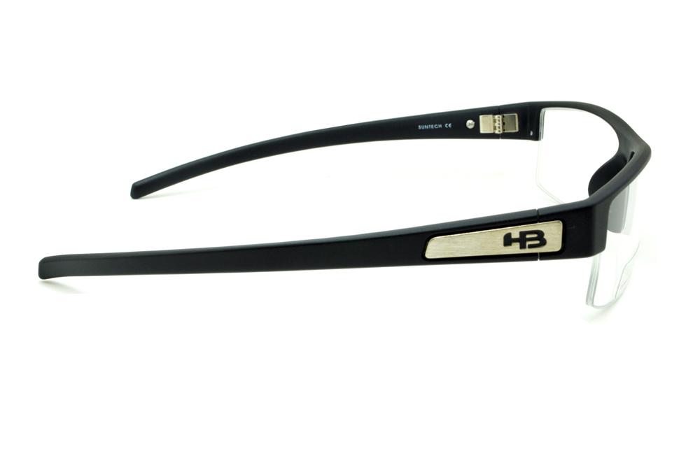 Óculos HB Matte Black - Acetato preto fosco detalhe em aço escovado e fio de nylon
