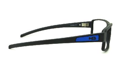 Óculos HB Matte Black/Blue - Acetato preto fosco com detalhe azul