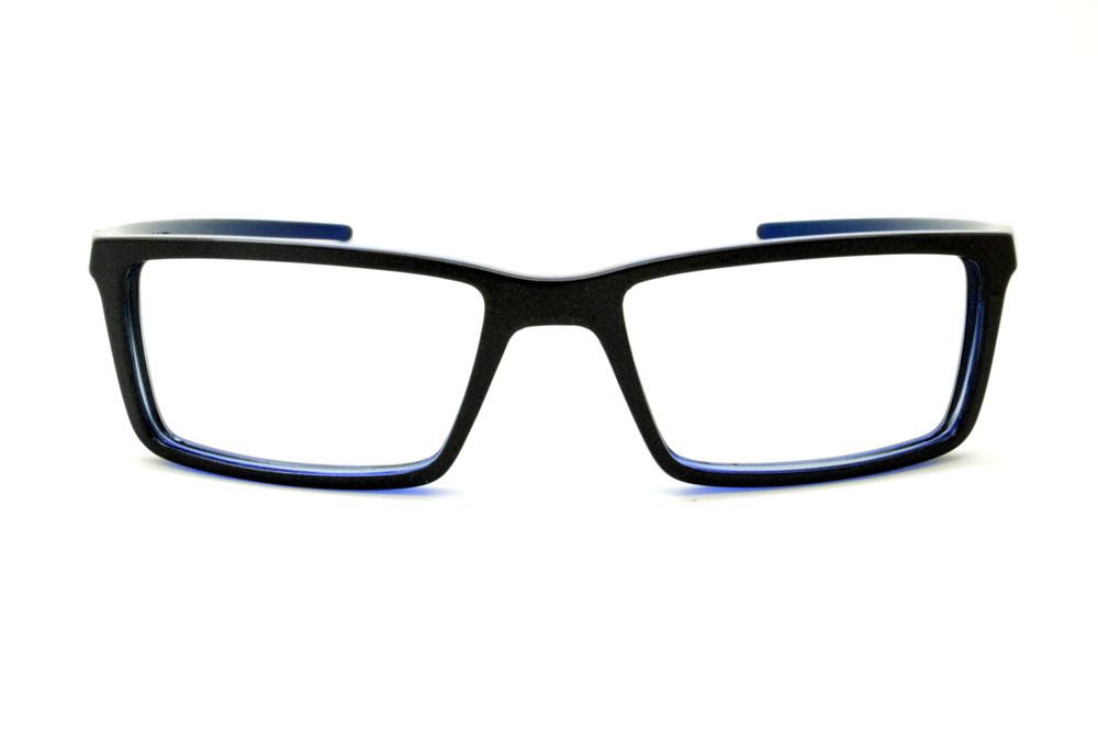 Óculos HB Metalic Blue - Acetato chumbo brilhante/azul e detalhe metal