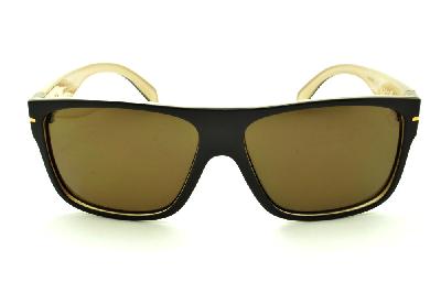 Óculos HB Would Café/Bege com detalhe dourado e lente marrom
