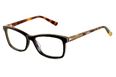 Óculos Ilusion de grau em acetato marrom com haste demi efeito onça para mulher