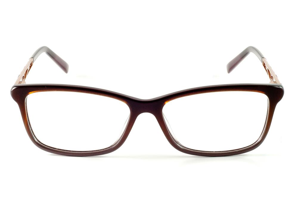 Óculos Ilusion acetato marrom com haste dourada flexível de mola