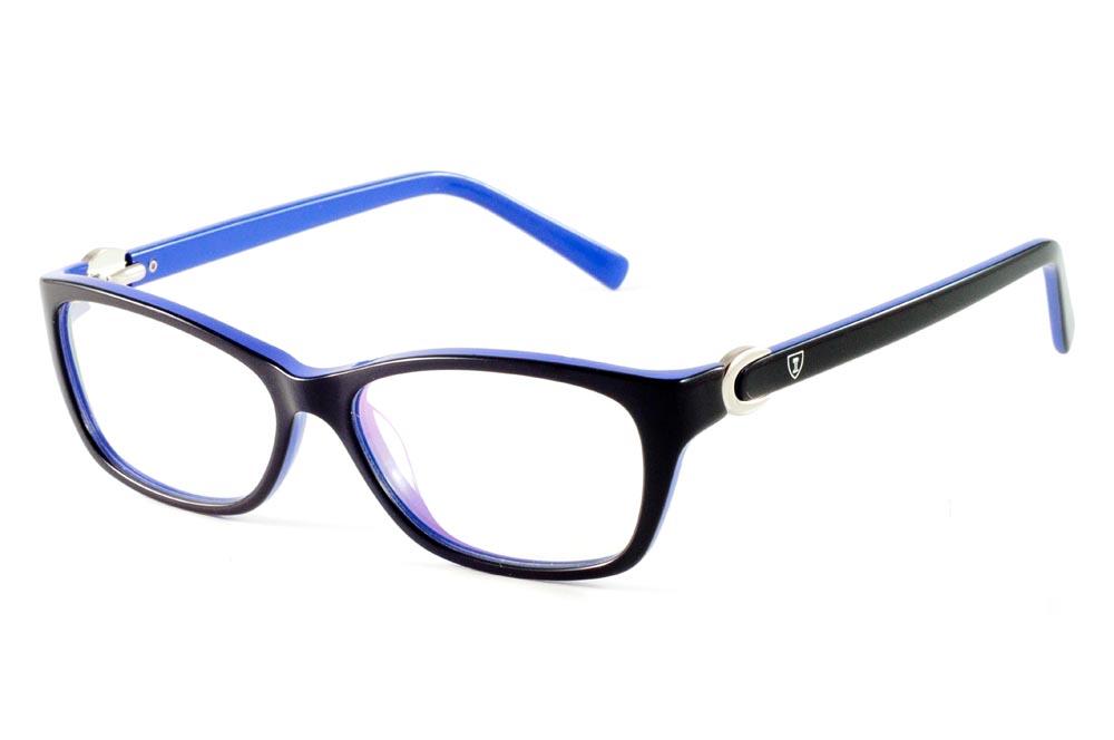Óculos Ilusion SL6880 acetato preto black piano e azul