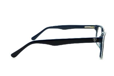 Óculos Ilusion acetato preto e detalhe em branco com haste flexível de mola