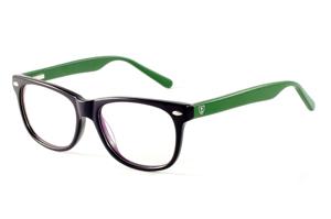 Óculos de grau Ilusion acetato preto com haste verde infantil para meninos