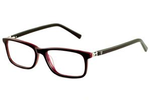 Óculos Ilusion de grau acetato vinho bordô e vermelho com haste marrom café feminino