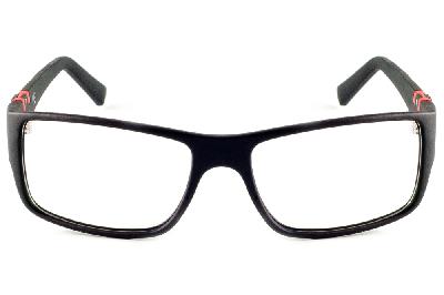 Óculos Ilusion acetato preto fosco com haste em detalhe vermelho