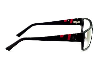Óculos Ilusion acetato preto fosco com haste em detalhe vermelho