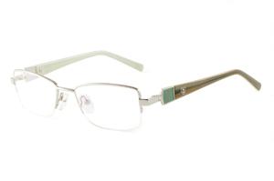 Óculos de grau Ilusion prata com haste marrom musgo e verde claro e strass para mulheres