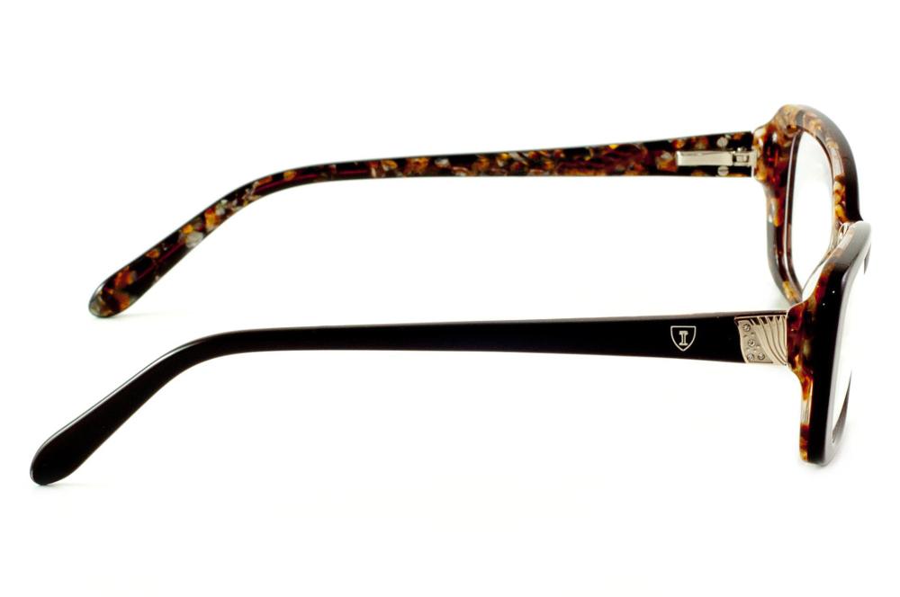 Óculos Ilusion em acetato marrom com haste flexível de mola florida