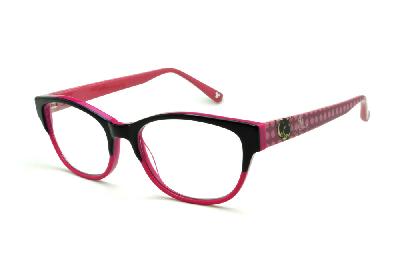 Óculos de grau infantil Disney Minnie em acetato preto e rosa pink para meninas