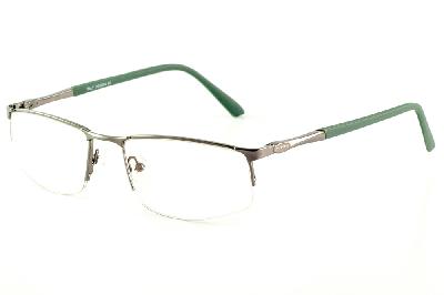 Óculos de grau Ilusion cinza chumbo metálico fio de nylon com haste verde musgo para homens