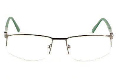 Óculos de grau Ilusion cinza chumbo metálico fio de nylon com haste verde musgo para homens