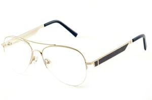 Armação de óculos de grau Ilusion modelo aviador dourado metálico com haste azul marinho