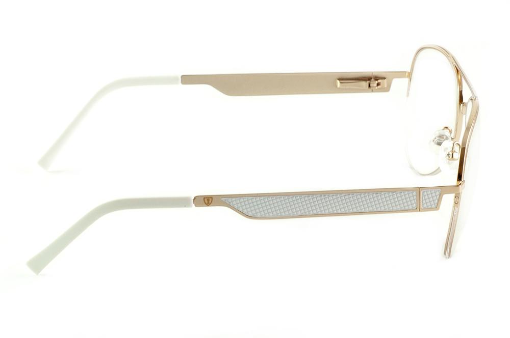 Óculos Ilusion modelo aviador metal dourado com haste branca flexível de mola