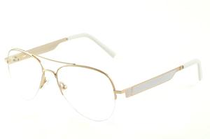 Óculos Ilusion modelo aviador metal dourado com haste branca flexível de mola