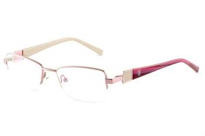 Armação de grau feminino Ilusion rosa metálico óculos fio de nylon haste nude/pink mesclado e strass