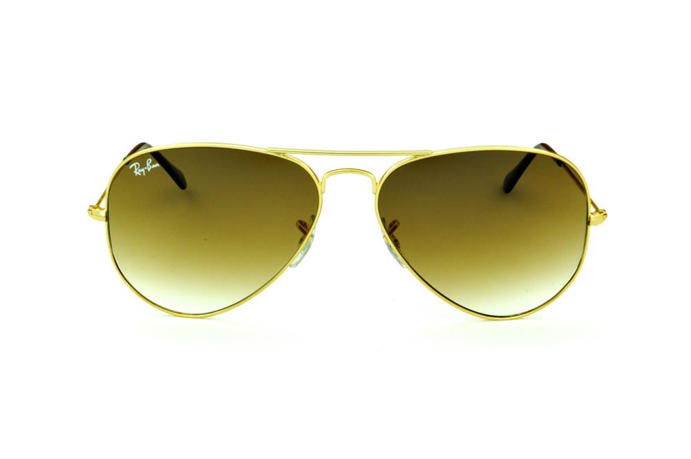Óculos Ray-Ban Aviador RB 3025 dourado lente marrom degradê tamanho 58