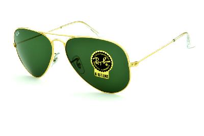 Óculos Ray-Ban Aviador RB 3025 dourado lente verde G15 tamanho 58