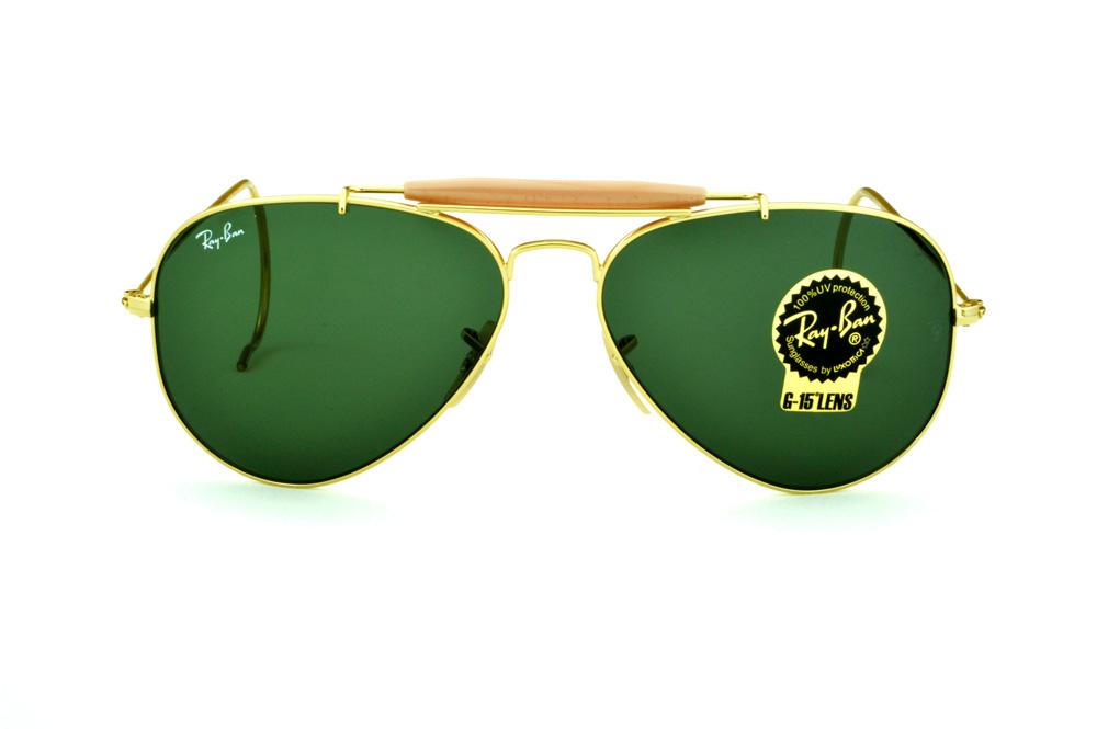 Óculos Ray-Ban Caçador RB 3030 Outdoorsman dourado lente verde G15 tamanho 58