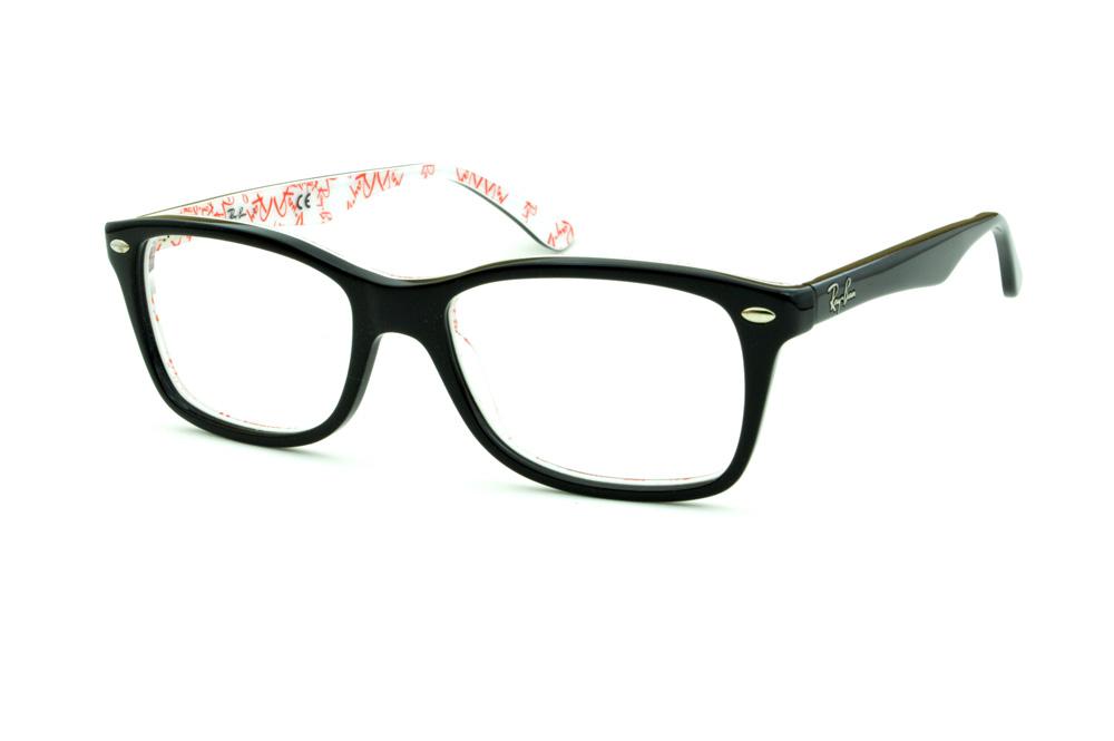 Óculos Ray-Ban RB5228 tamanho 55 Preto haste estampada branca