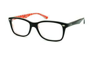 Óculos de grau Ray-Ban em acetato preto com haste em escrita branca