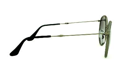 Óculos Ray-Ban Round RB 3517 metal chumbo friso cinza escuro e lente POLARIZADA espelhada degradê