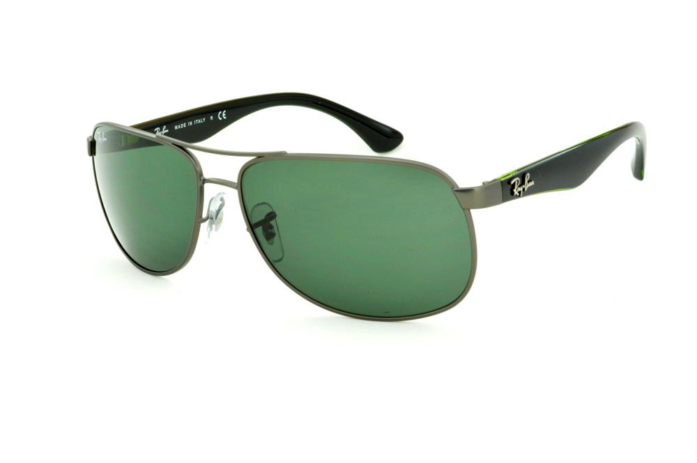 Óculos Ray-Ban RB3502 cinza fosco lente verde e haste preta