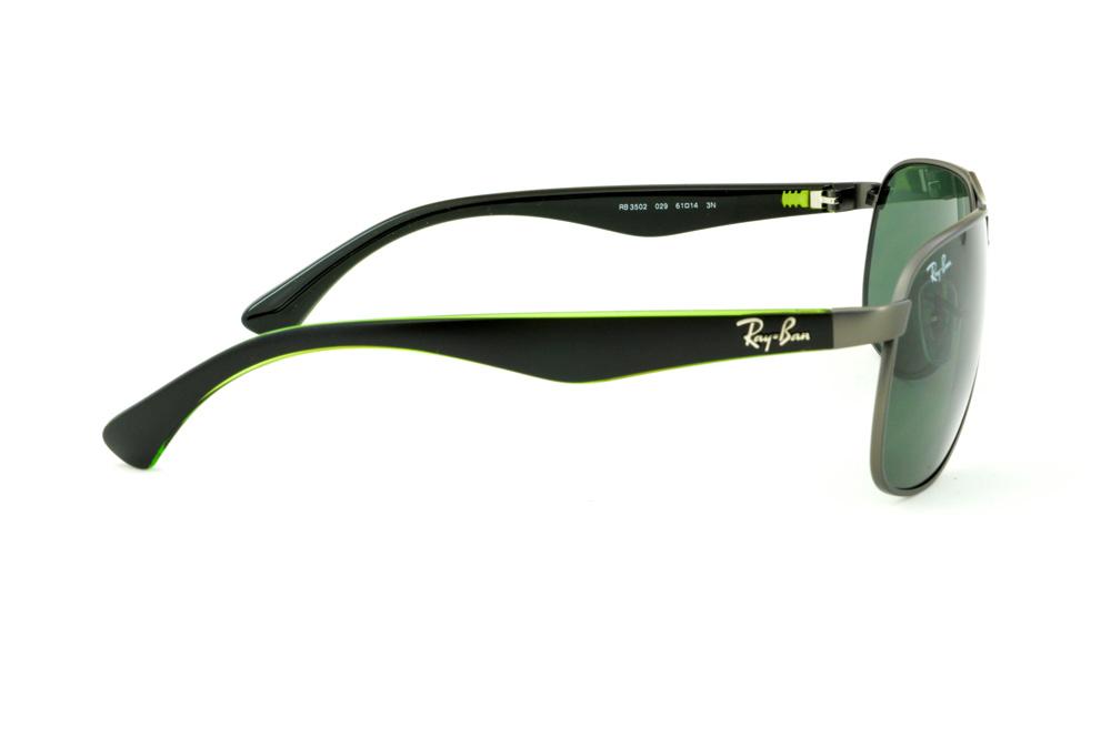 Óculos Ray-Ban de Sol RB 3502 cinza fosco com lente verde e haste preta