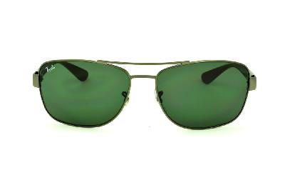 Óculos Ray-Ban de Sol metal chumbo escovado e hastes preta com lentes verde