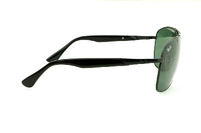 Óculos de sol quadrado masculino Ray-Ban em metal com haste preta e lente verde G15