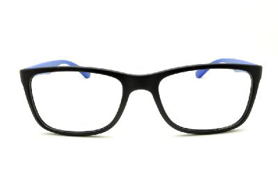 Óculos Ray-Ban RB 7027 preto fosco com haste azul de mola flexível