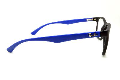 Óculos Ray-Ban RB 7027 Tamanho 56 preto fosco com haste azul de mola flexível