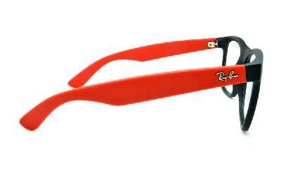Óculos Ray-Ban RB 7057 preto fosco e haste vermelha