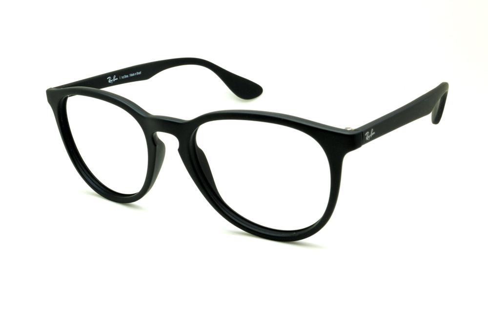 Óculos Ray-Ban RB7046 redondo preto fosco escrita branca