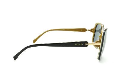 Óculos de Sol Bulget acetato preto e ocre com dourado e strass cristal feminino