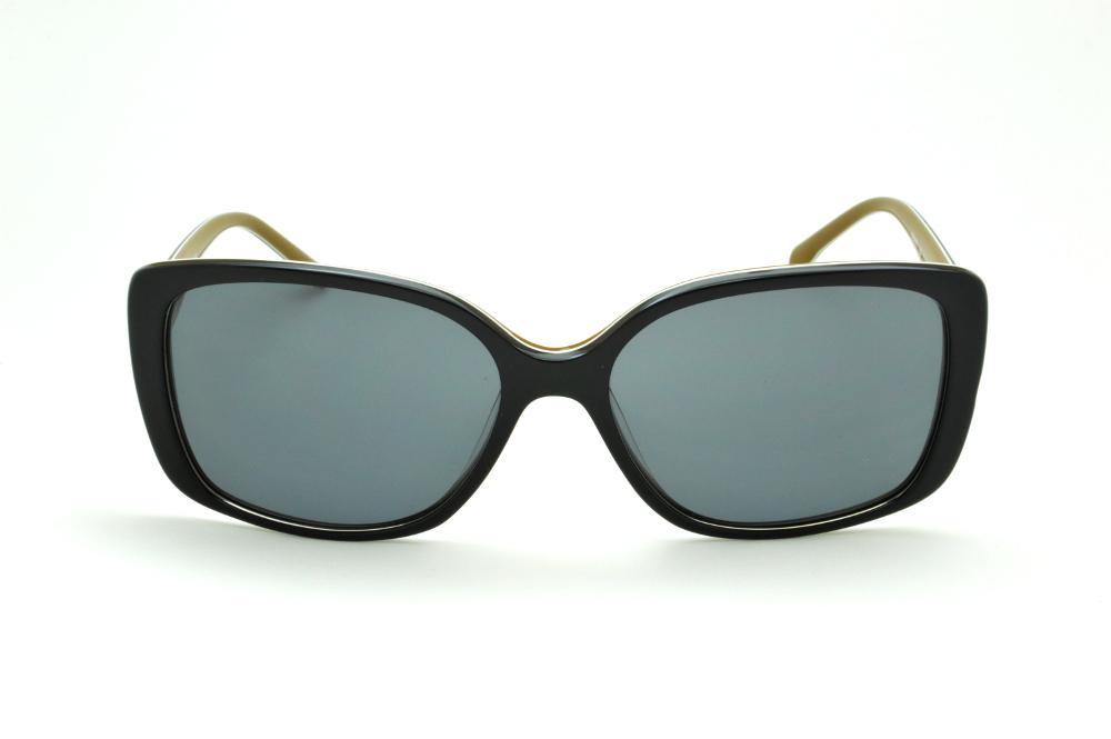 Óculos de Sol Bulget acetato preto e ocre com dourado e strass cristal feminino