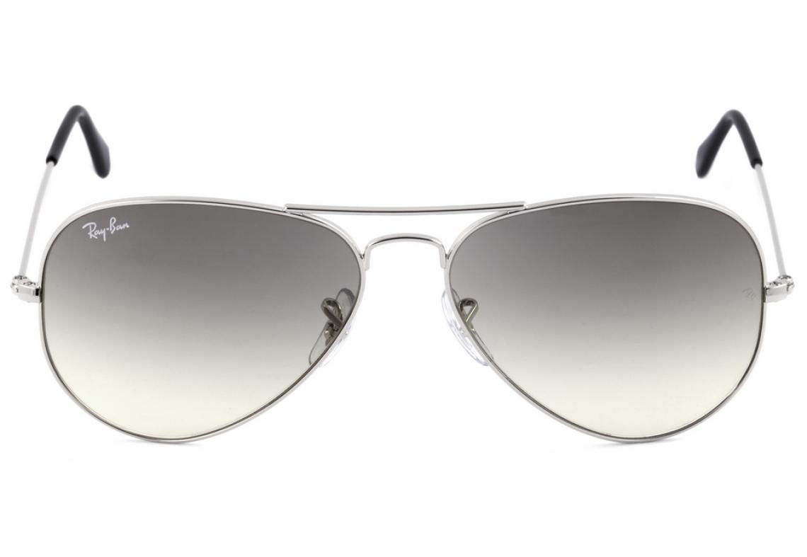 Óculos Ray-Ban Aviador RB 3025 prata com lente degradê fumê