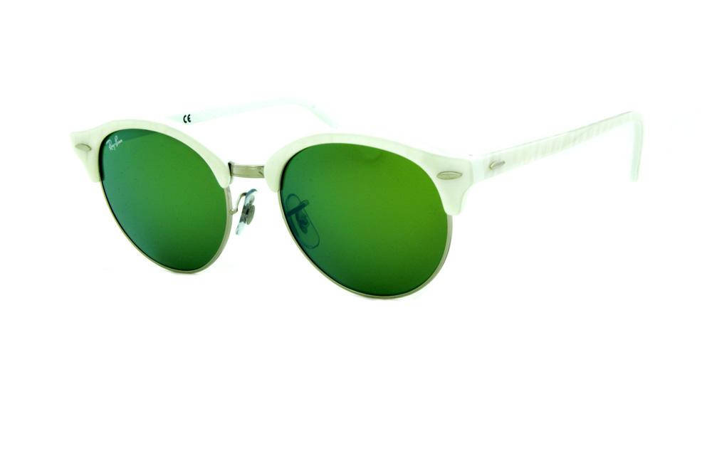 Óculos de Sol Ray-Ban RB4246 Clubround branco e lente espelhada verde