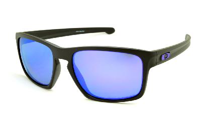 Óculos de sol Oakley polarizado quadrado masculino Sliver acetato preto e lente roxa azul polarizada OO 9262